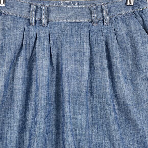 Old Navy Ultra Blue Skirt Women’s SZ 6 Blue Pleated Pockets Belt Loops Cotton - Picture 6 of 14
